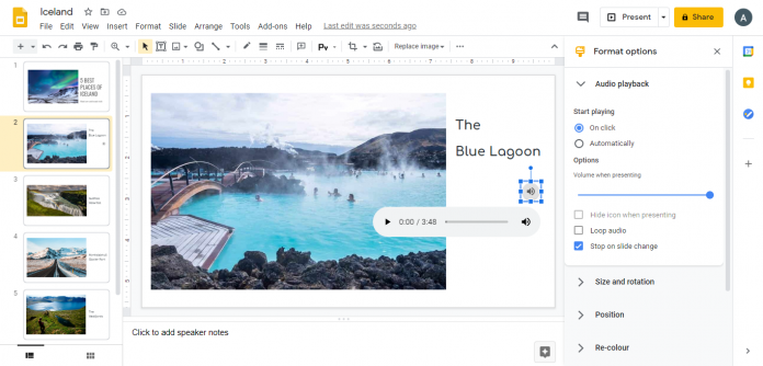 How to add audio to google slides